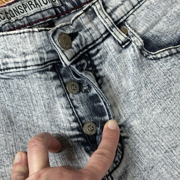 KC Conspirators Jeans Men’s  32x32 Gray Denim BUTTON FLY Skinny Designer - Picture 16 of 16